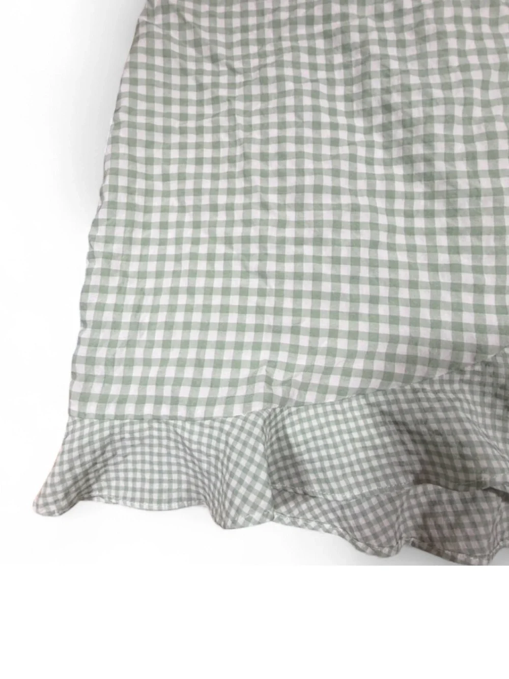 Altar'd State Sage Green Gingham Wrap Skirt Size Small Ruffle Hem Cottagecore